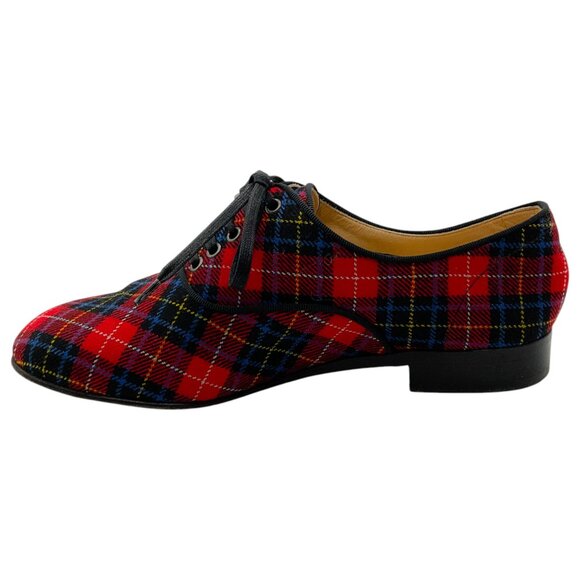 Christian Louboutin Red Tartan Fred Oxfords - Picture 3 of 6